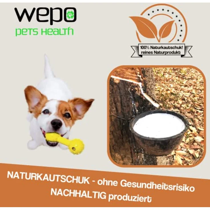 WEPO Wurfball für Hunde - Ø 5cm - Kleine Hunde Spielzeug - Naturkautschuk - Zahnpflegefunktion – Bild 2