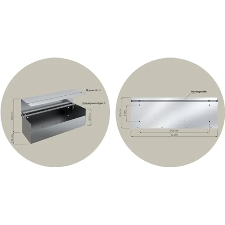 MOCAVI Zeitungsfach mit Deckel ZF 2a Edelstahl, extra-groß, moderne Design-Zeitungsrolle, geschlossen, XXL Zeitungsbox eckig – Bild 5
