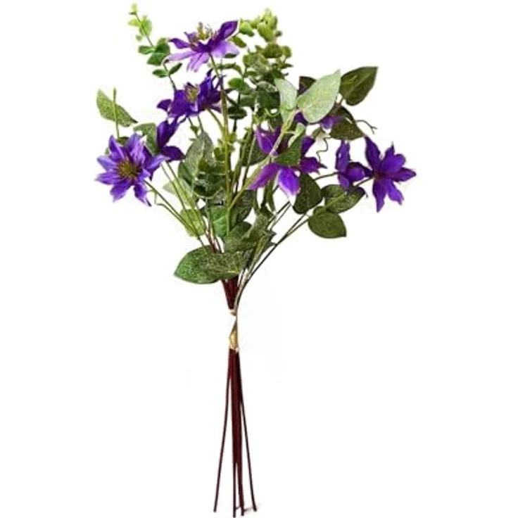 NTK-Collection Kunstblume Blumenstrauß Lila Clematis Höhe 61 cm aus Kunststoff - Naturgetreu und filigran gearbeitet – Bild 2
