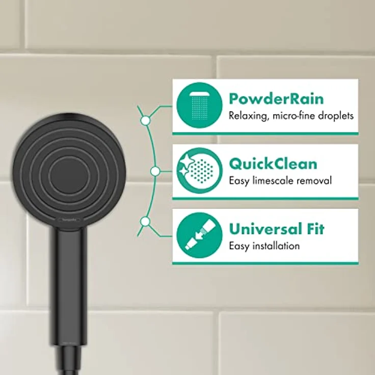 hansgrohe Duschkopf Pulsify S, Duschbrause 1 Strahlart, Antikalk-Funktion, Mattschwarz, Kunststoff – Bild 2