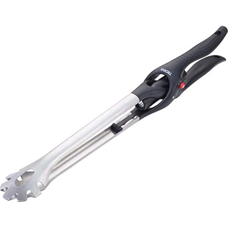 TROIKA BBQ + Light Grillzange mit herausnehmbarer Taschenlampe, warmweißes LED-Licht, lebensmittelecht (LFGB geprüfte) Zange, hitzebeständiger Kunststoffgriff, inkl. AA-Batterie – Bild 1