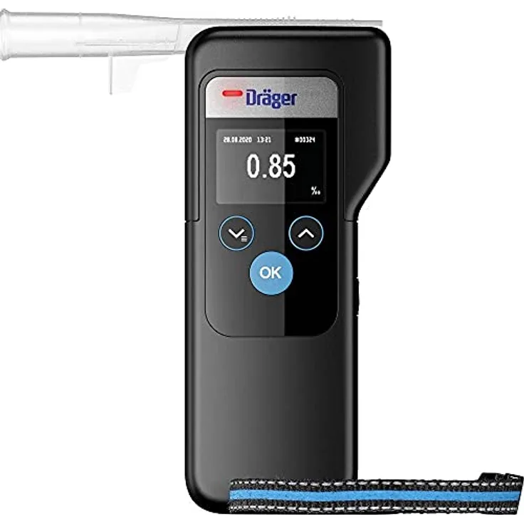 Dräger Alcotest 6000 | Polizeigenauer Alkoholtester, Promilletester mit 3 austauschbaren Mundstücken | Digitaler Promille-Tester