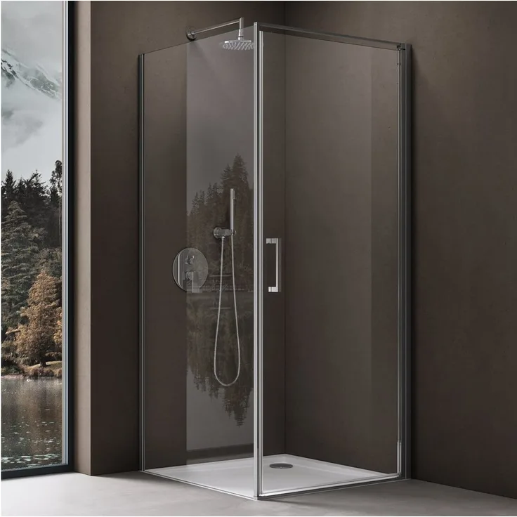 doporro Eckdusche Eck-Duschkabine Ravenna36K-plus ESG-Sicherheitsglas Nano-Beschichtung, BxT: 75x75 cm, Einscheibensicherheitsglas, Aluminium-Schwall-Leiste, Edelstahl Türgriff