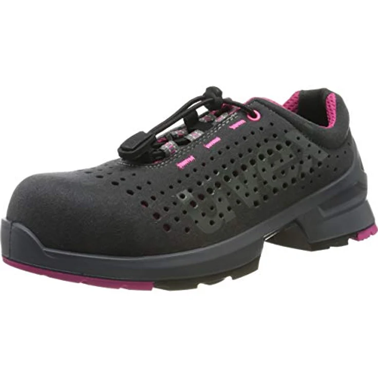 Uvex ladies Sicherheits-Halbschuh Gel, Gr. 42, ESD S1, metallfreie Zehenschutzkappe, grau/pink, atmungsaktiv mit Klettverschluss – Bild 1