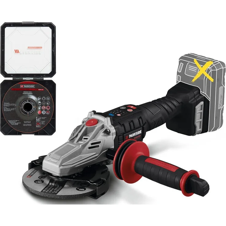PARKSIDE PERFORMANCE® Akku-Winkelschleifer Akku Flachkopf »PPWSFA 20-Li A1«, bürstenloser Motor, Smart-App-LED, max. 8500 U/min – Bild 1