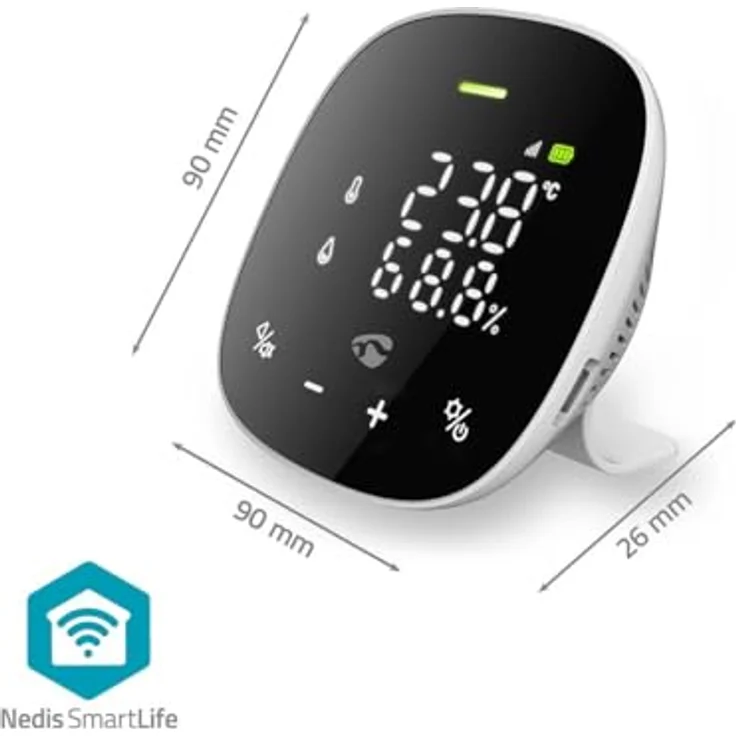 Nedis SmartLife Luftqualitätsmonitor, Wi-Fi mit Display, CO2, Luftfeuchtigkeit, Thermometer + Hygrometer, Weiss/Schwarz – Bild 5