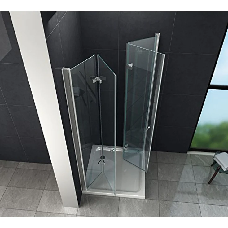 Glasdeals Duschkabine CLAP, 90 x 90 x 180 cm, 8 mm ESG Pendeltür, rahmenloses Design, ohne Duschtasse – Bild 3