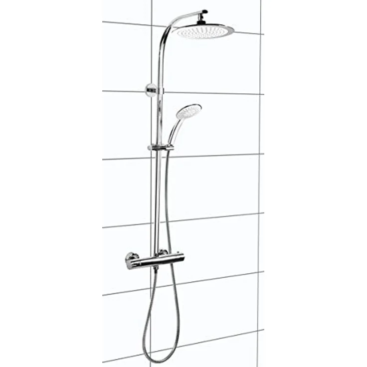 CORNAT Duschsystem "Style" - verchromt, Thermostatarmatur, höhenverstellbar, 5 Strahlarten - Anti-Kalk – Bild 3