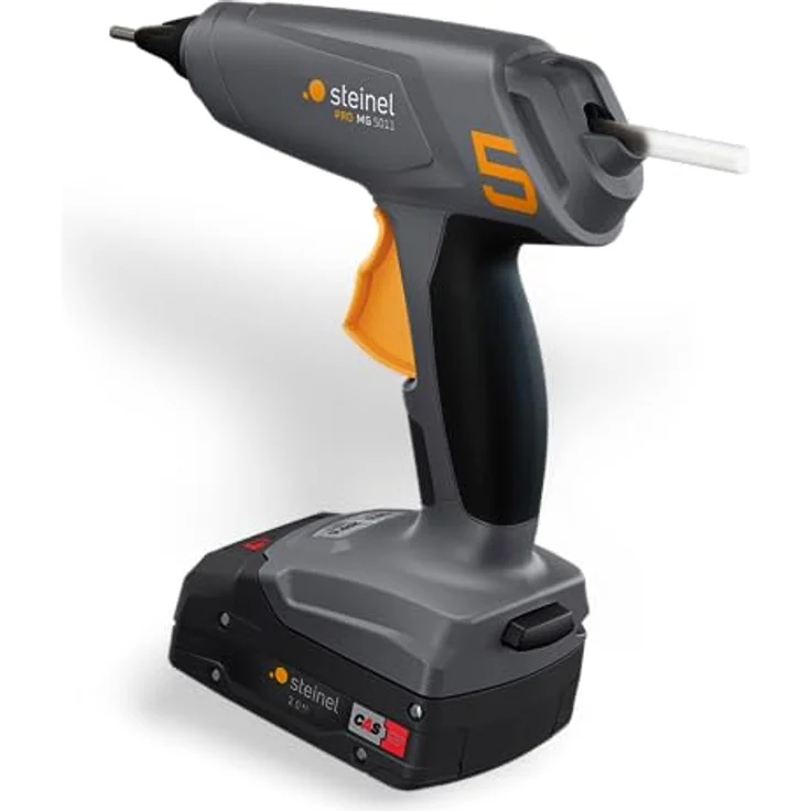 Steinel Akku-Heißklebepistole MobileGlue 5011 Set inkl. 18 V 2,0 Ah CAS-Akku, Ladegerät, 3x Klebesticks 11 mm, 130°C/200°C – Bild 1