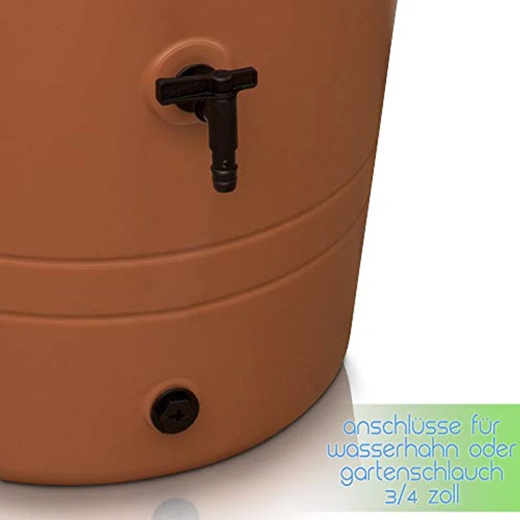 YourCasa Regentonne 230 Liter [Decore Design] aus Kunststoff mit Wasserhahn - Regenwassertonne für Garten - Terracottafarben – Bild 5