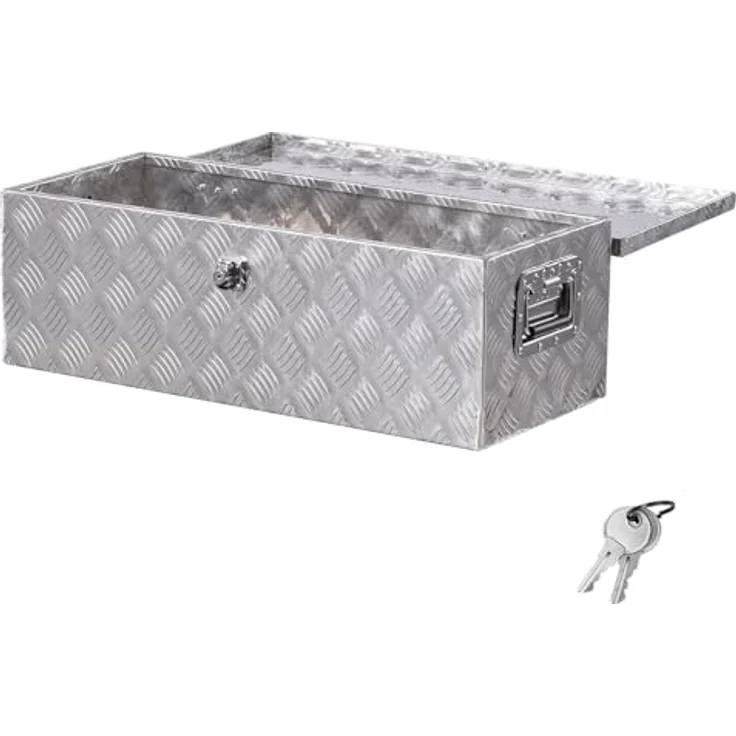 VEVOR Aluminium Werkzeugkasten für Ladefläche, wasserdicht, mit seitlichem Griff und Schlossschlüsseln, 762 x 330,2 x 243,84 mm, Silber – Bild 1