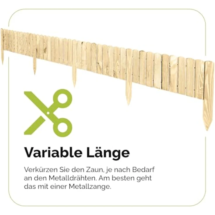Garronda Beeteinfassung Holz Rollzaun Gartenzaun Flexibler Rollborder Rasenkante Palisade Umzäunung für Garten Länge: 200 cm GD-0046 (Natural, Nicht imprägniert, Höhe: 20 cm) – Bild 4