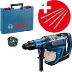 Bosch Akku-Bohrhammer BITURBO GBH 18V-45 C mit SDS max Solo inkl. Zubehör + Meißel-Set 4tlg. im Koffer, kabellose Freiheit mit BITURBO Brushless Technologie