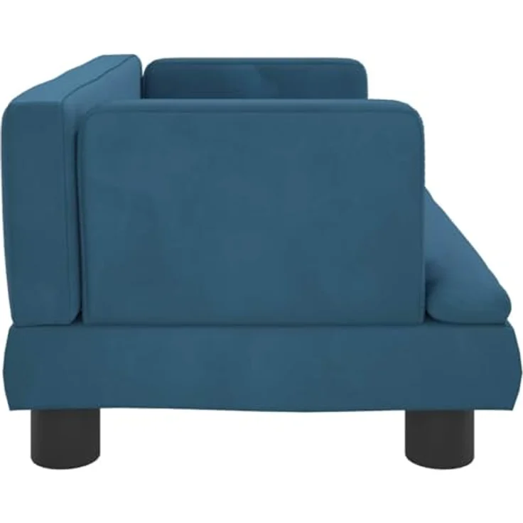vidaXL Hundekorb Hundebett Blau 60x40x30 cm Samt Körbchen Hundesofa mit robustem Kiefernholzrahmen und bequemer Schaumstoffpolsterung – Bild 4