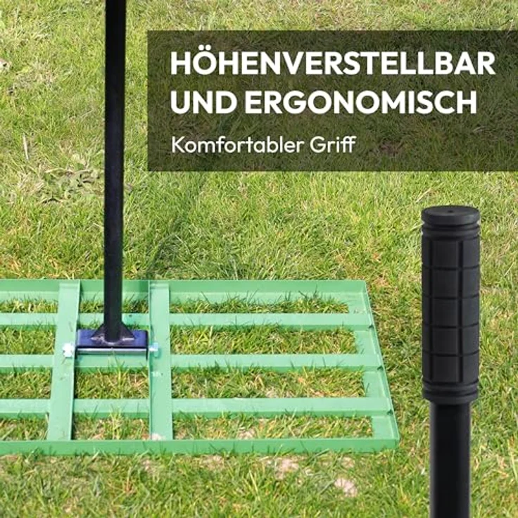 NovaTerra Rasen-Nivellierrechen 75x35cm, mit 200 cm langem Metallstiel, ideal zur Rasenpflege und Sandverteilung – Bild 4