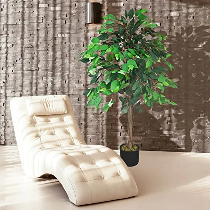 Decovego Kunstpflanze Künstliche Pflanze Benjamin Ficus 110 cm Plastik Pflanze im Topf Innendekoration Echt aussehend deco – Bild 4