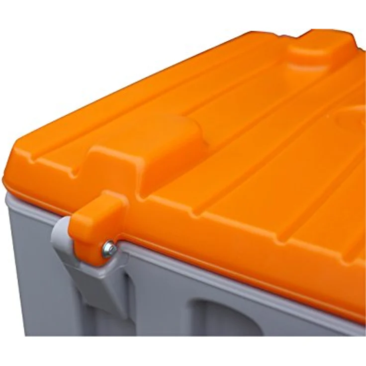 CEMO 10334 Werkzeugbox, grau/orange, 400 L, spritzwasserdicht und abschließbar, 2-fach stapelbar mit integrierten Tragegriffen – Bild 3