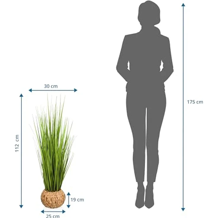 hjh OFFICE Kunstpflanze im Korb 112cm CORTADERIA Pampasgras, Künstliche Deko Pflanze Boho, Naturstroh-Korb – Bild 4
