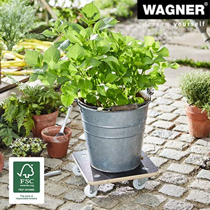 WAGNER Pflanzenroller Maxigrip 29 x 29 cm I Transporthilfe & Pflanzenroller für Außenbereich + Innenbereich I Transportroller aus Holz FSC-Zertifiziert I Tragkraft 200kg I Made in Germany ? 20135001 – Bild 3