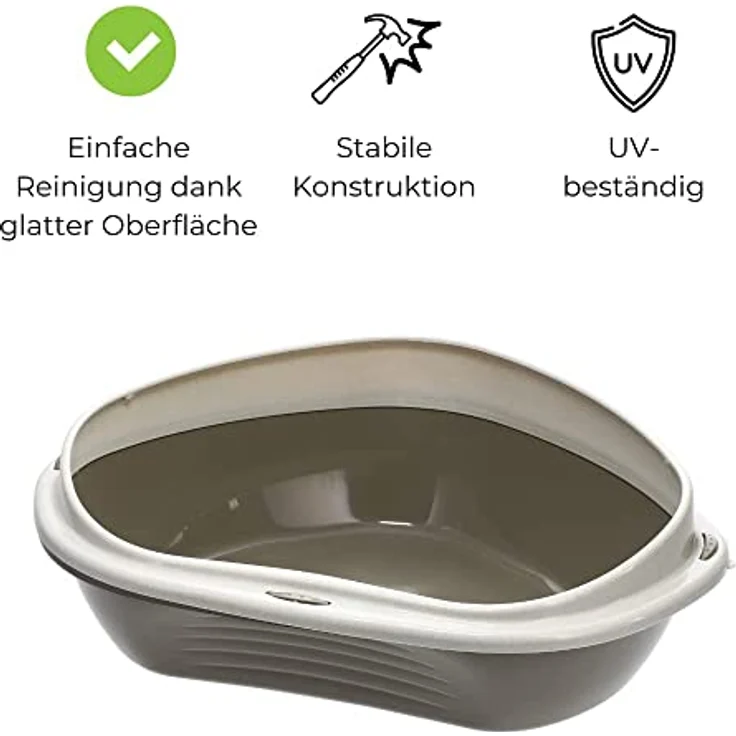 GarPet Katzenklo Ecke klein Eck Katzentoilette mit Rand ohne Deckel offen grau Katzen WC Ecktoilette – Bild 4