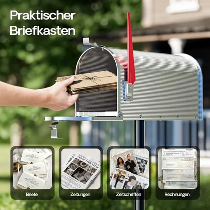 US Mailbox Amerikanisches Design silberfarben Briefkasten Standbriefkasten – Bild 5