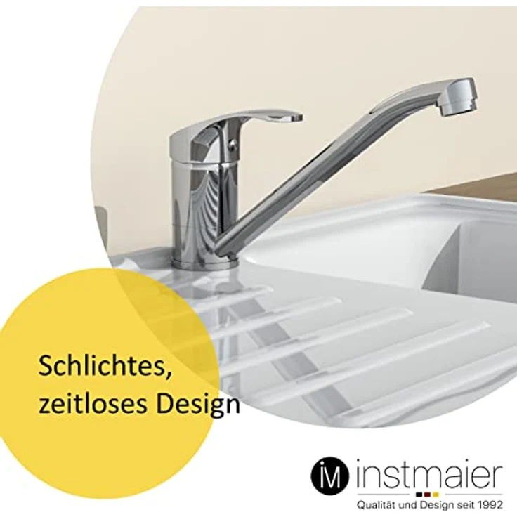 instmaier Spültischarmatur K1, 360° schwenkbarer Hochdruck-Wasserhahn mit Keramikkartusche und neoperl Mischdüse, Chrom – Bild 2