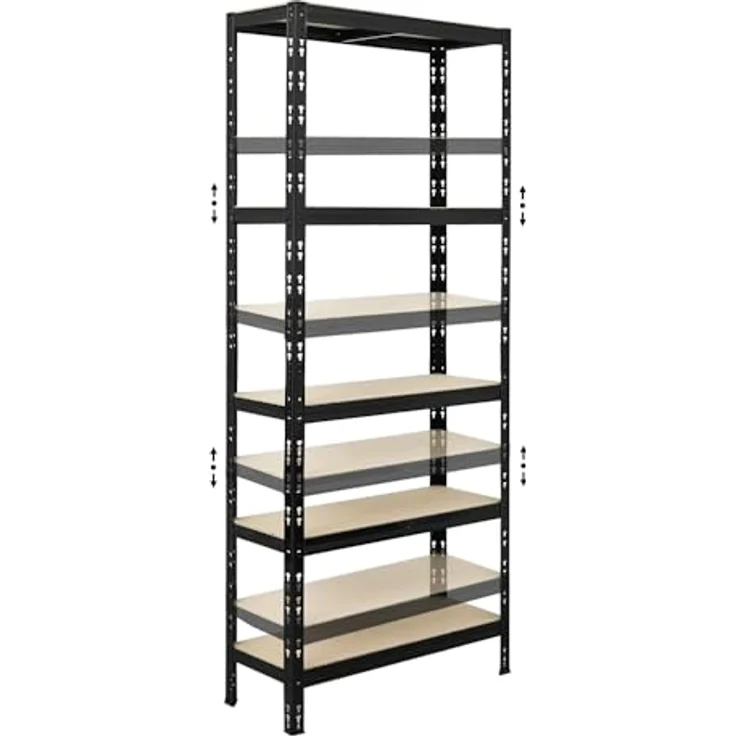 Proregal Schwerlastregal Mega Deal APOLLO, 5 Fachböden, Traglast 175 kg pro Boden, H 180 x B 75 x T 30 cm, Schwarz – Bild 4