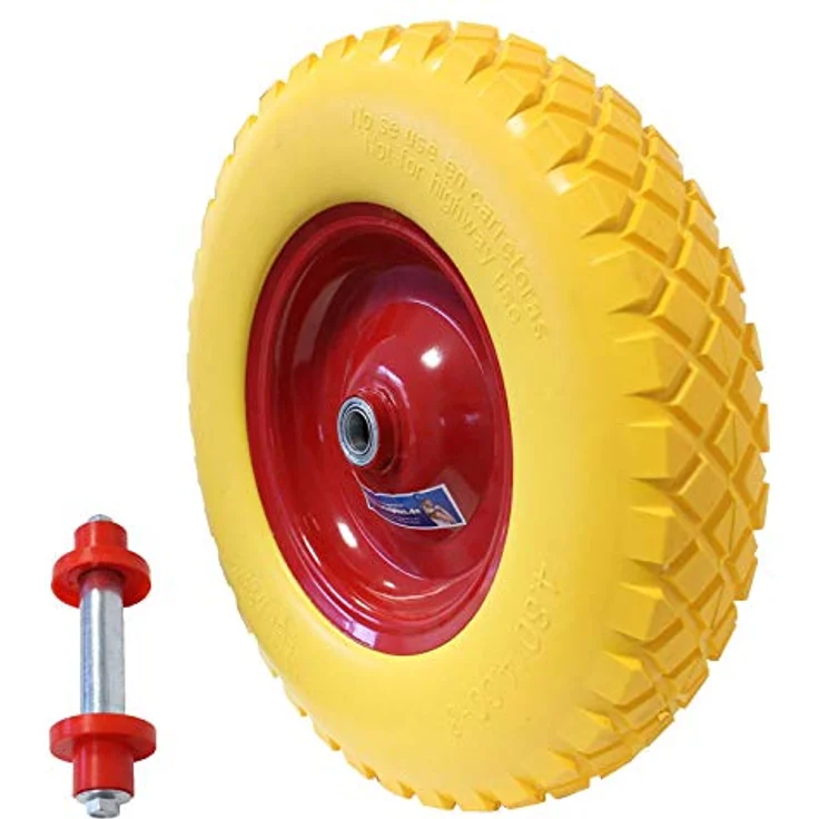 Schubkarrenrad pannensicher 4.80/4.00-8 Achse Ersatzrad Reifen Vollgummi Schiebkarre PU – Bild 2