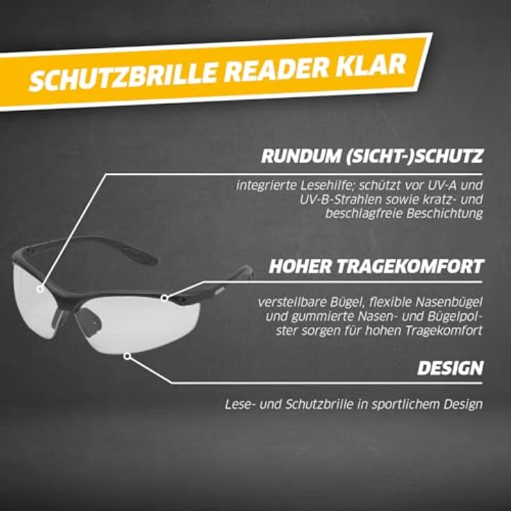 Gebol Schutz- und Lesebrille Reader klar – Bild 2
