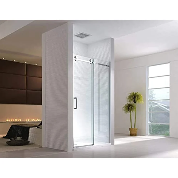 8 mm | 195cm Höhe | Nischen- | Schiebetür | Duschtür | Nischentür | Duschwand | Dusche | Nischendusche | Schiebesysteme | ESG-Klarglas (150x195cm) – Bild 1