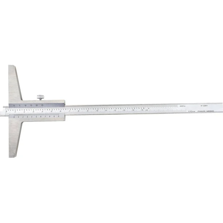 Dasqua 3001-1901-A Tiefenmessschieber, 0 - 150mm, korrosionsbeständiger Edelstahl, kalibriert nach Werksstandard