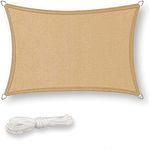 Sonnensegel rechteckig 3x4m inkl. Befestigungsseile - Sonnenschutz atmungsaktiv mit Edelstahl Ösen für Garten, Terrasse, Balkon, beige