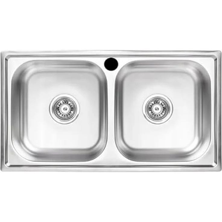 Kuchinox Edelstahl Doppelspülbecken 78x43 cm, 2-Kammer mit Mischbatterie, Siphon und Zubehör, schwenkbarer Auslauf, Silber – Bild 2