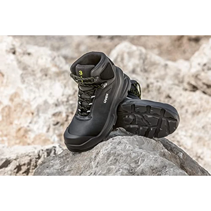 Uvex 3 Sicherheitsstiefel S3, robuster Schnürstiefel mit Wasserabweisendem Leder, Schuhgröße 42, Schwarz – Bild 7