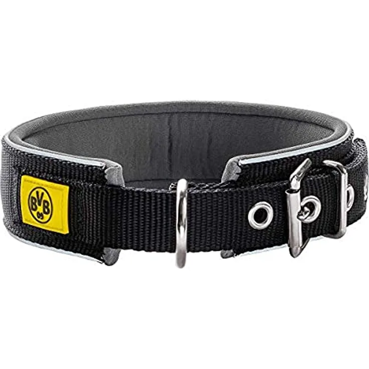 HUNTER NEOPREN REFLECT BVB Hundehalsband, Nylon, Neopren gepolstert, reflektierend, 50 (M), schwarz/gelb