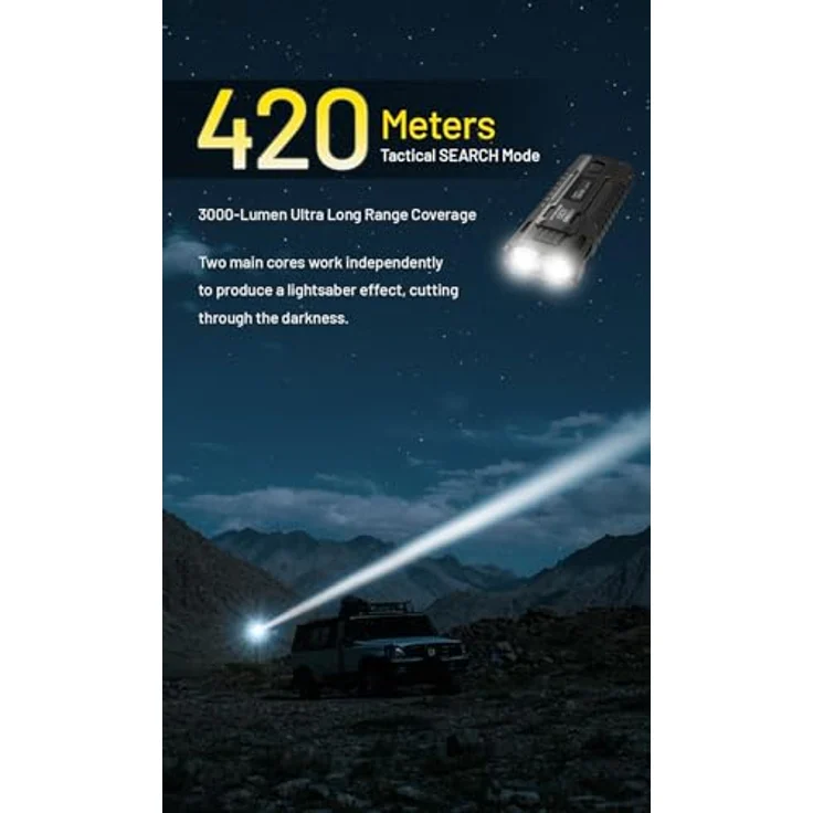 Nitecore EDC37 LED Taschenlampe, 8000 Lumen, USB-C Aufladung, IP54 wasserresistent, integrierter Glasbrecher – Bild 5