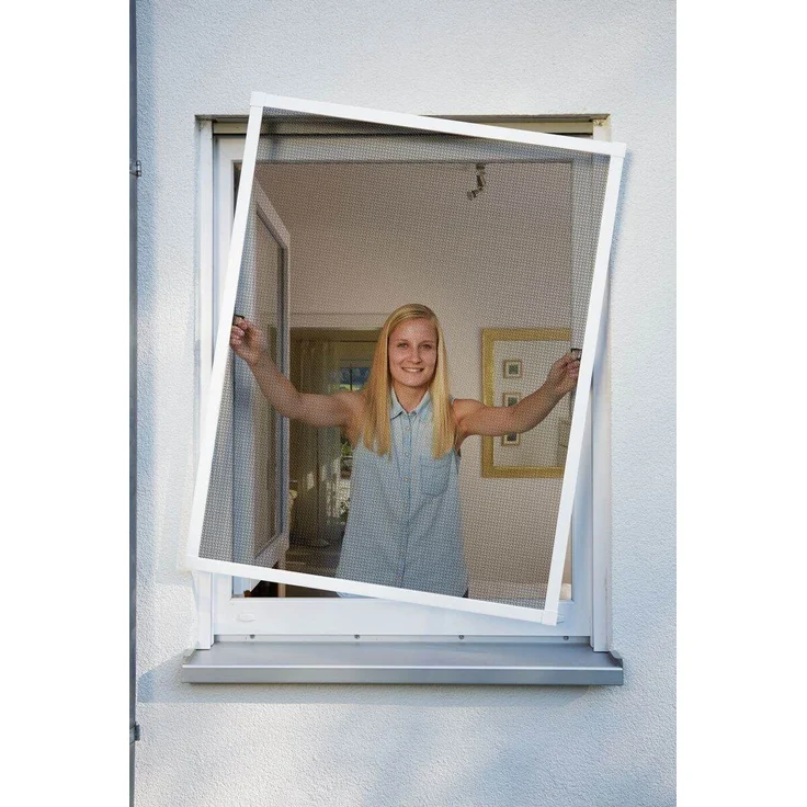 Schellenberg Insektenschutzfenster PLUS, Alu Rahmen, Fiberglas, zum Einhängen... weiß - 130x150 cm - Schellenberg – Bild 1
