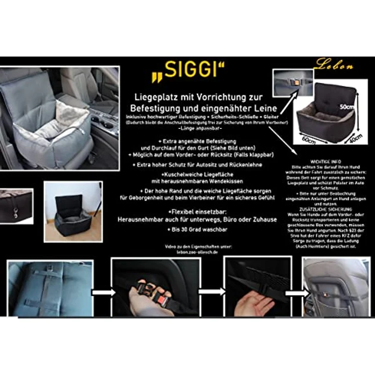 Lebon Siggi - Reisebett - Autobett - Hundebett mit Befestigung - Made IN EU – Bild 3