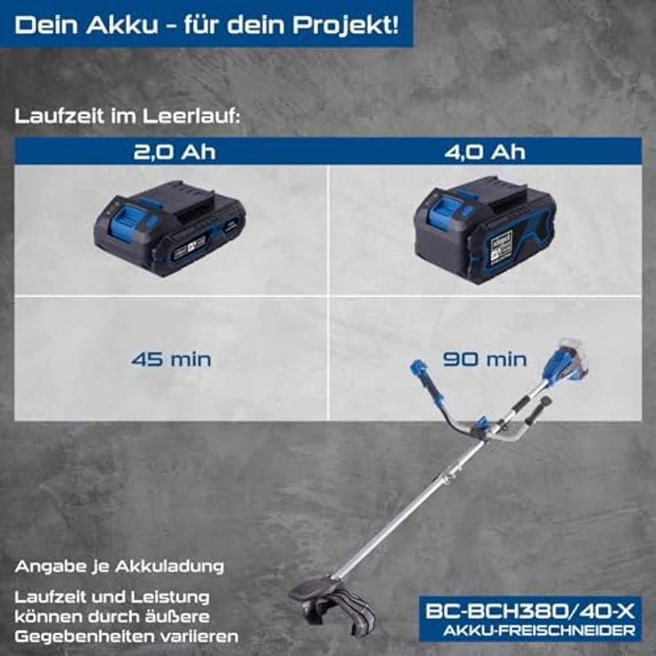 Scheppach BC-BCH380/40-X, Akku Freischneider mit 380 mm Schnittbreite, 20V-IXES-Serie, 4m Fadenspule mit Tippautomatik, 10 Jahre Garantie, ohne Akku & Ladegerät – Bild 4