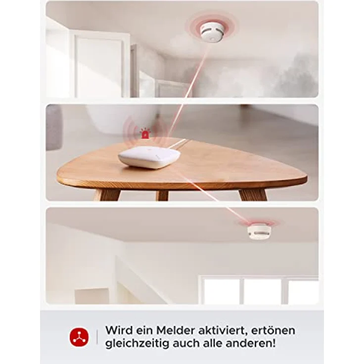 X-Sense XS01-M ProConnected Rauchmelder mit SBS50 Basisstation, TÜV-zertifiziert, Funkrauchmelder-Heimsicherheitssystem, vernetzbarer Feuermelder, kompatibel mit X-Sense Home Security, 6 Stück – Bild 4