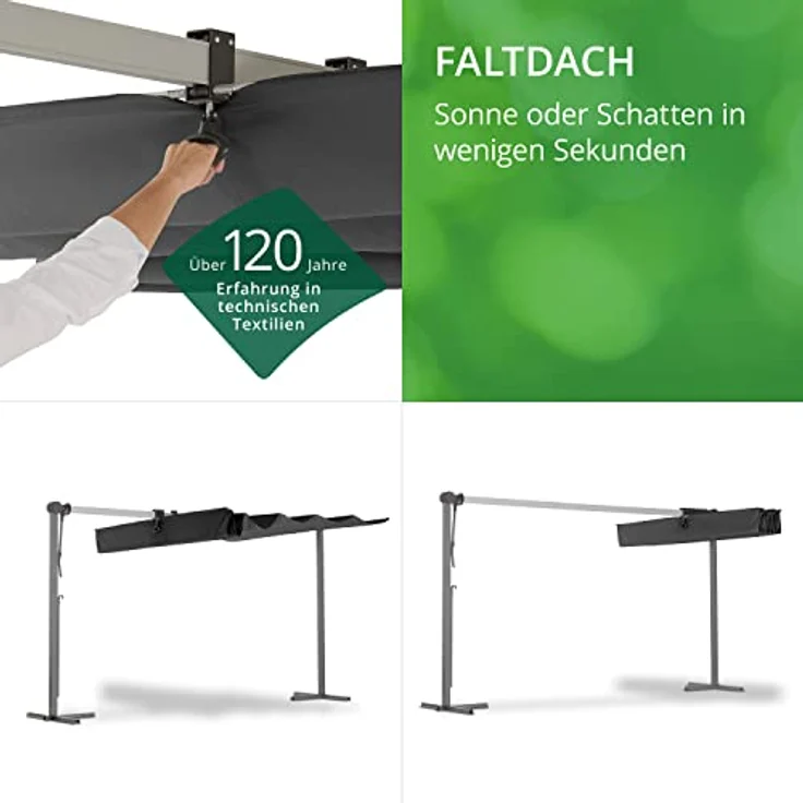 Leco Standmarkise "WAVED" 4 x 2,5 x 2,20 m, faltbarer Sonnenschutz aus rostfreiem Aluminium mit verstellbarem Dach – Bild 3