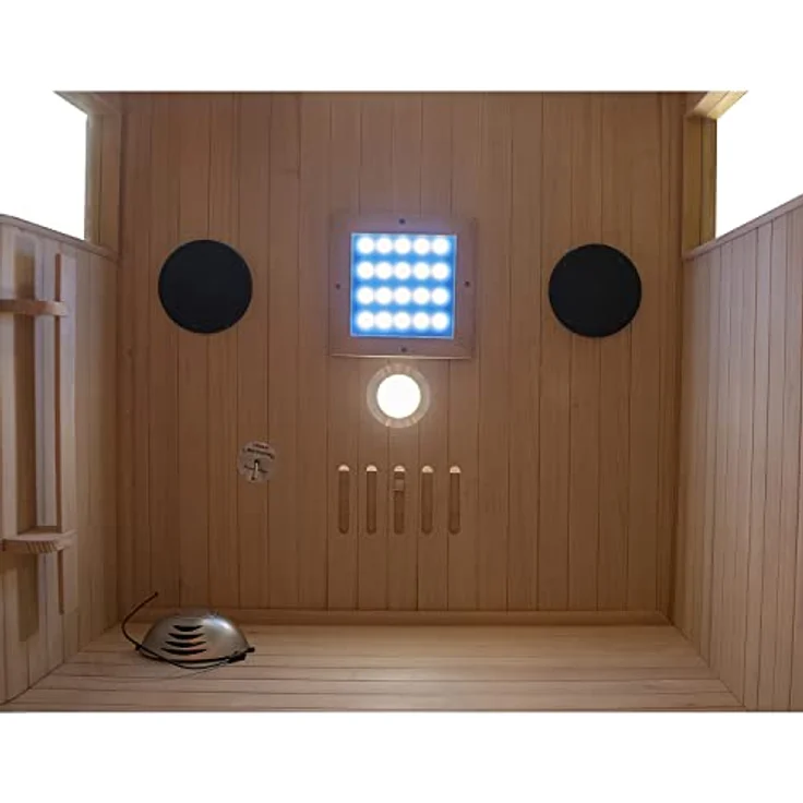 Dewello Infrarotkabine Infrarotsauna CALGARY 90cm x 90cm inkl. Vollspektrumstrahler, Bodenstrahler – Bild 5