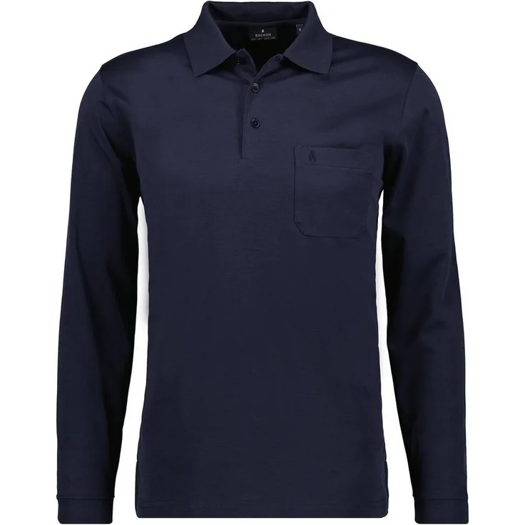 RAGMAN Poloshirt, Langarm-Poloshirt mit Polokragen und Logo-Stickerei, Softknit-Qualität, viele Farben
