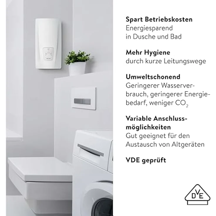 CLAGE DLX21 Next, elektronisch geregelter Durchlauferhitzer mit 21 kW, Temperaturwahl 35/45/55°C, energiesparend, VDE-GS geprüft, Bad-/Gruppenversorgung – Bild 5