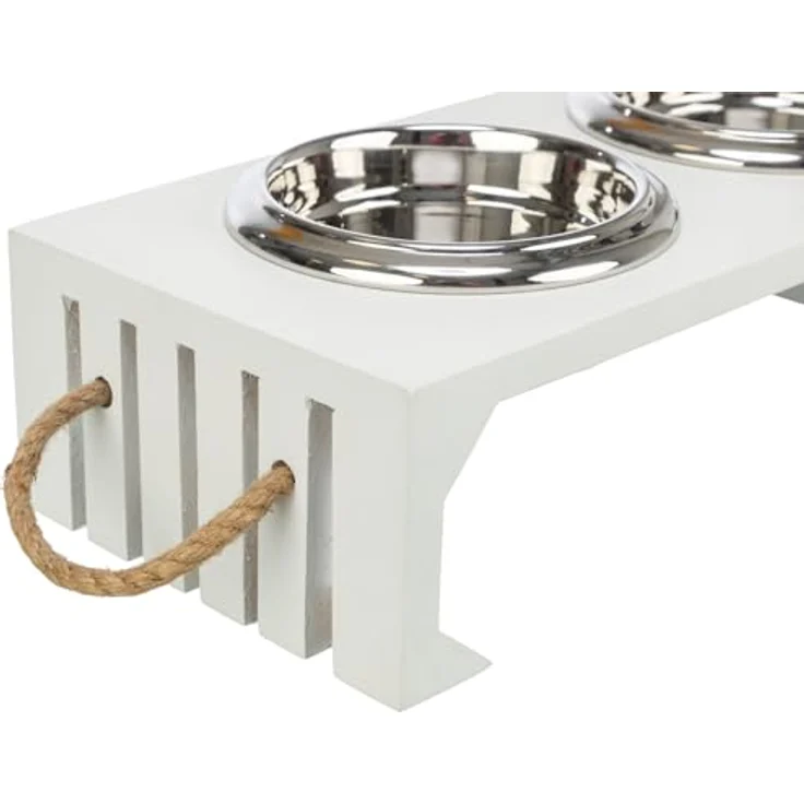 TRIXIE Hundenapf-Set erhöht BE Nordic 400 ml MDF/Edelstahl weiß - praktischer Fressnapf für große Hunde ø14 cm, robust und spülmaschinenfest - 24835 – Bild 3