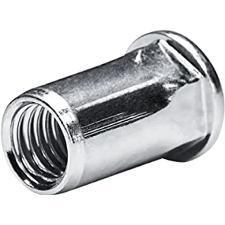 GOEBEL® GO-NUT Blindnietmuttern M5, 250 Stück, verzinkter Stahl, Flachkopf, Teilsechskantschaft, offene Schaftenden, Größe Ø 7,0 x L 13,5 mm – Bild 1