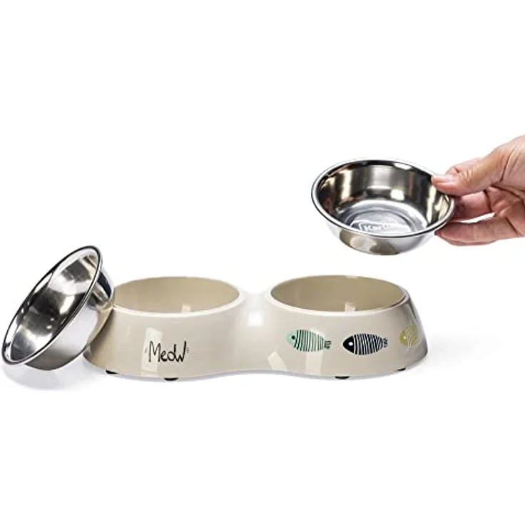 Karlie Katzennapf Yaren L: 27 cm B: 14 cm H: 5 cm 440 ml beige-hellgrau Dinner 2 x 220 ml – Bild 4