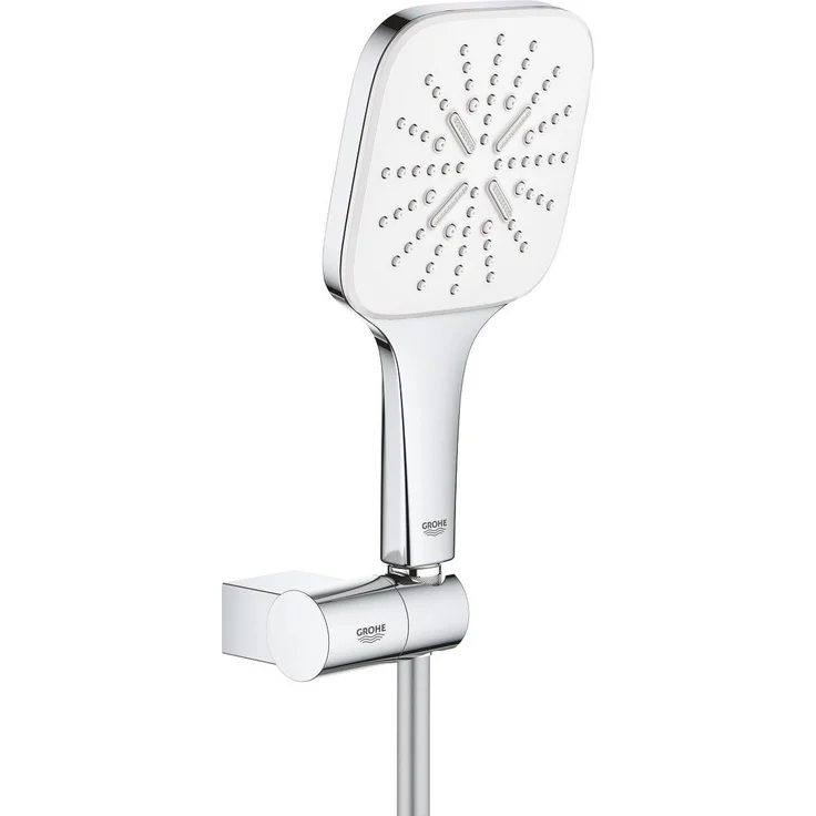 Grohe Rainshower SmartActive 130 Cube Wandhalterset, 3 Strahlarten, 9.50 l/min, Silber – Bild 1