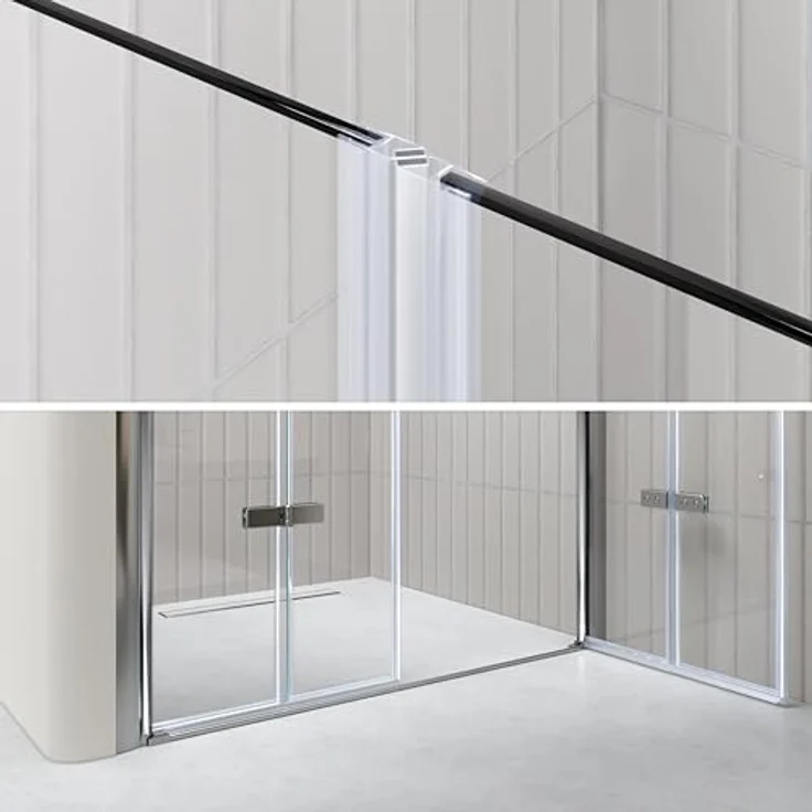 i-flair Duschfalttüren 72-76 cm, Nischenduschabtrennung aus 6 mm ESG Sicherheitsglas mit Nanobeschichtung, Höhe 195 cm – Bild 3