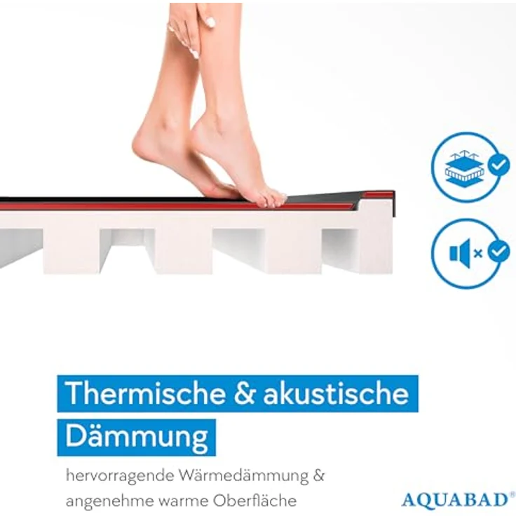 AQUABAD® Duschwanne Basic Black Stone, rechteckig 80x100 cm in Schwarz – Bild 5